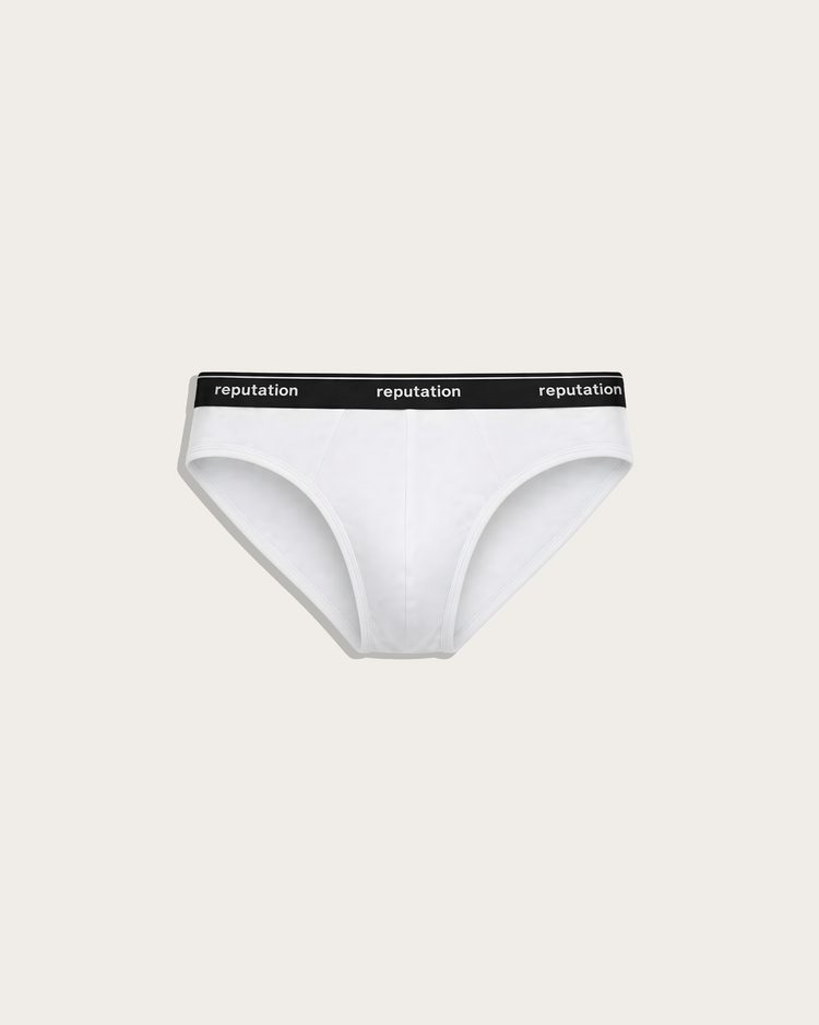 Reputation Signature Brief 01 in white, flat lay