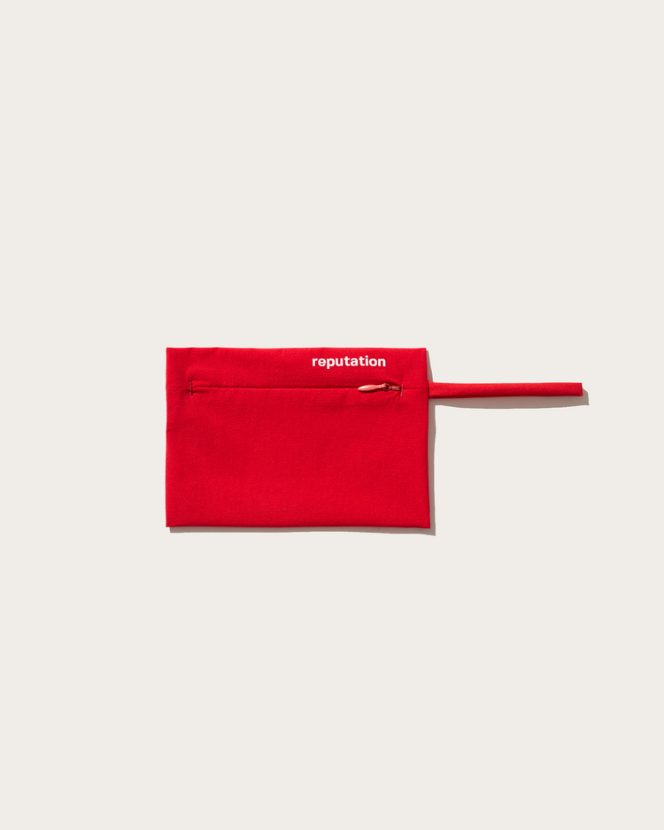 Reputation Signature Short 01 in crimson red, product flat lay