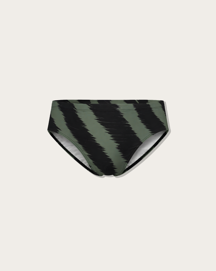 Reputation Signature Sunga 01 Zebra in olive green, flat lay