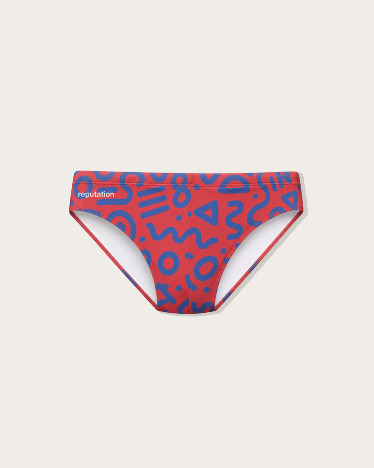 Reputation Signature Swim Brief 02 Glyph, second colorway flat lay