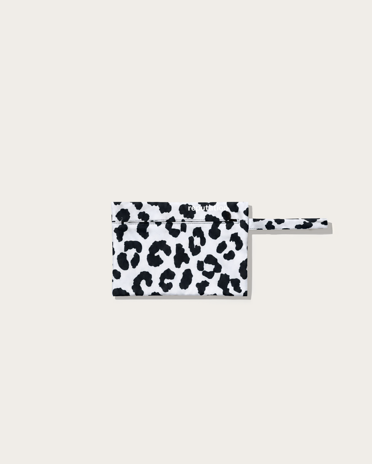 Reputation Leopard print swimwear packaging pouch, alternate flat lay