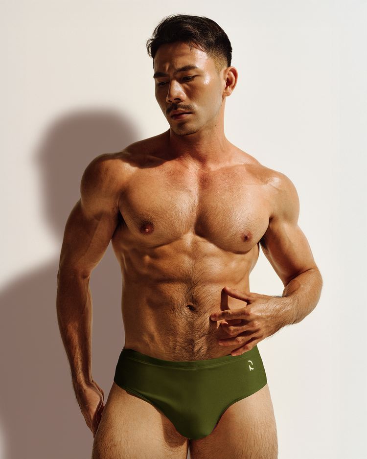 Reputation Signature Sunga 01 in olive green, front view